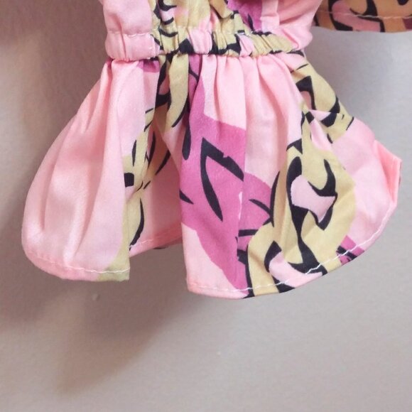 LA'ROS COLLECTIONS RUFFLED PINK & BURGUNDY RUCHED SLEEVE BLOUSE - SIZE S - Picture 2 of 8